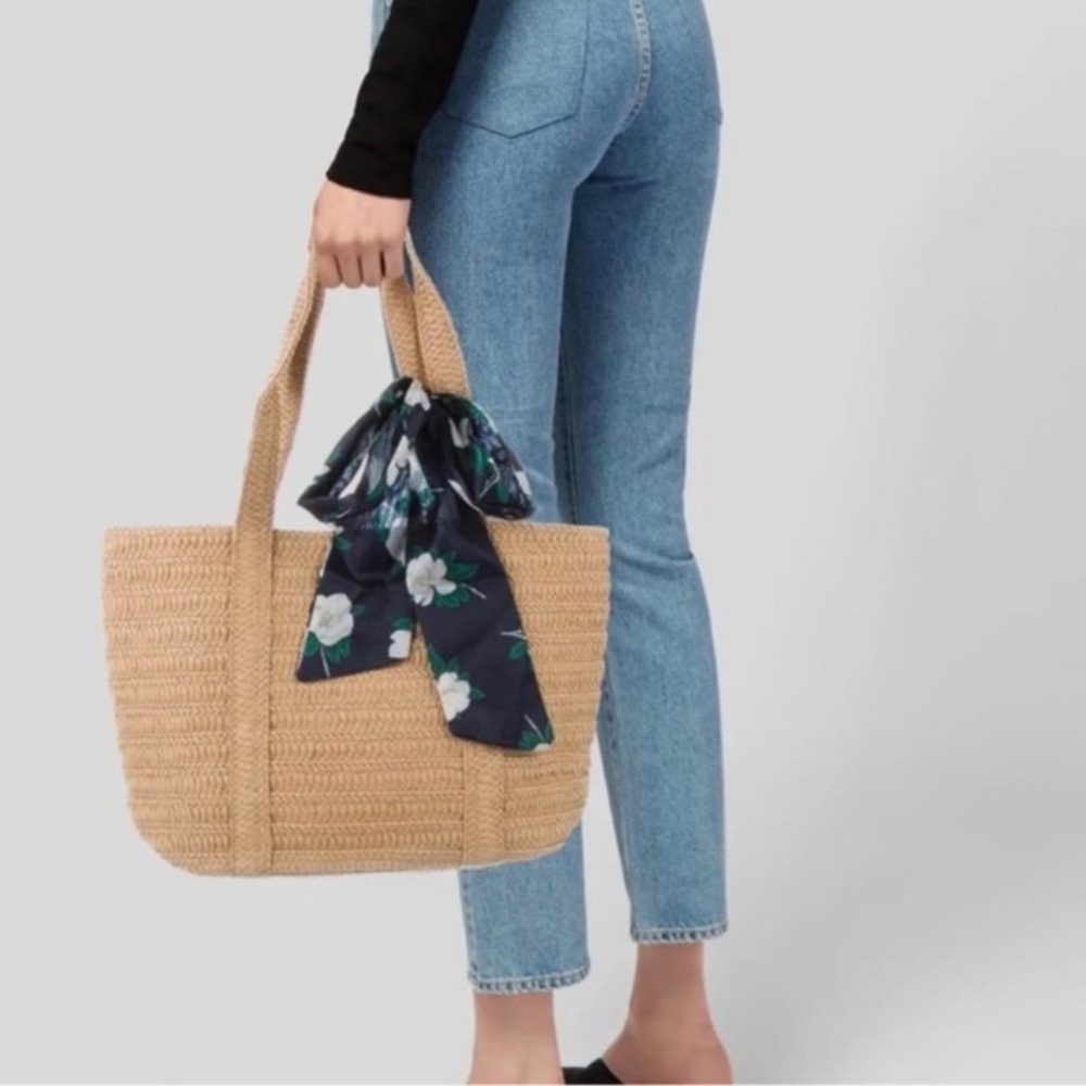 Draper James Straw Bag with Floral Scarf